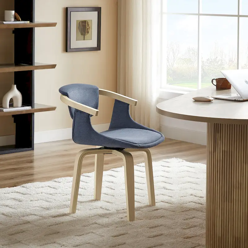 Swivel Upholstered and Wood Accent Chair