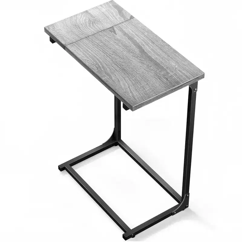 C-shaped end table, coffee table, laptop table, metal frame, large-top sofa table, suitable for living rooms, bedroom beds, and home offices
