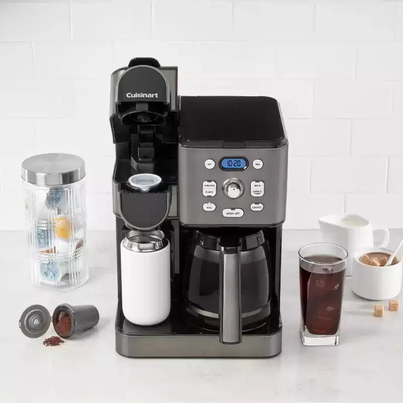 Cuisinart Coffee Center 2-IN-1 Coffee Maker and Single-Serve Brewer -Black Stainless Steel- SS-16BKS: Programmable K-Cup #38; Ground Coffee Machine