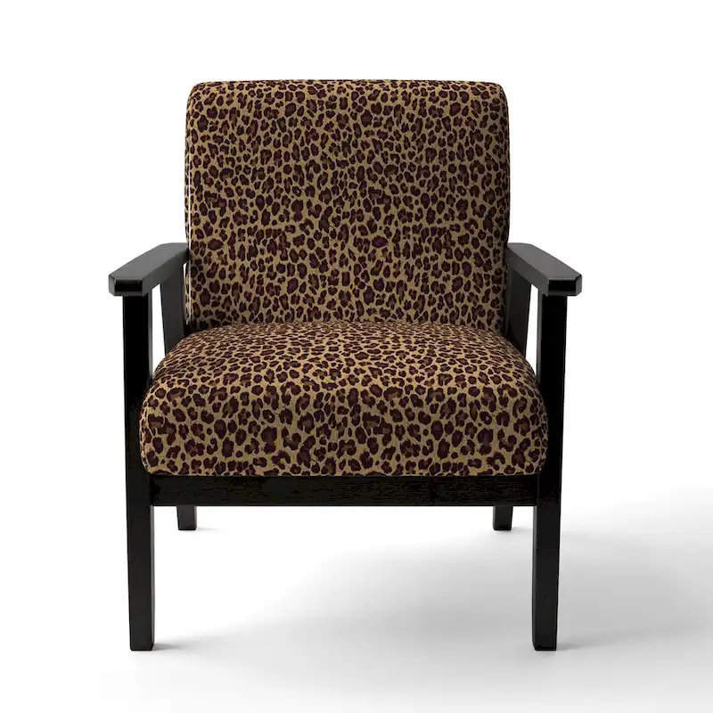 Brown Leopard Print Upholstered Accent Chair