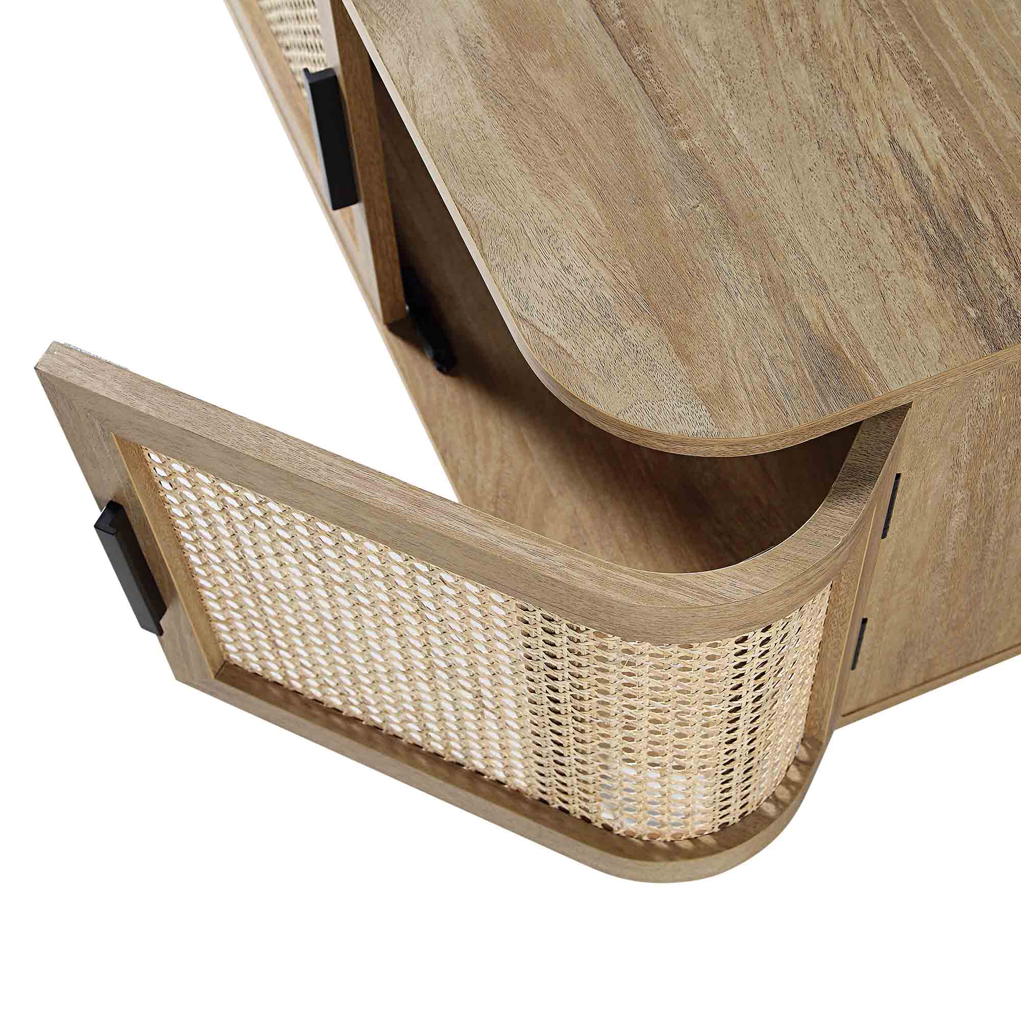 Curved Rattan 63 Wide TV Unit, Natural