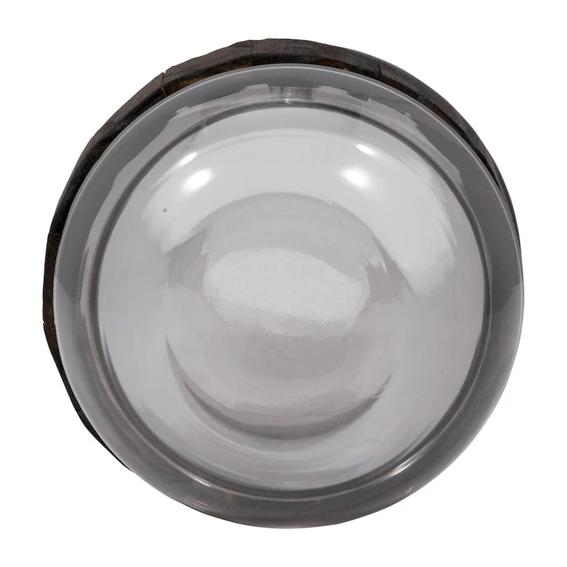 Sagebrook Home Glass Clear Frost Round Belly Vase With Wood Band