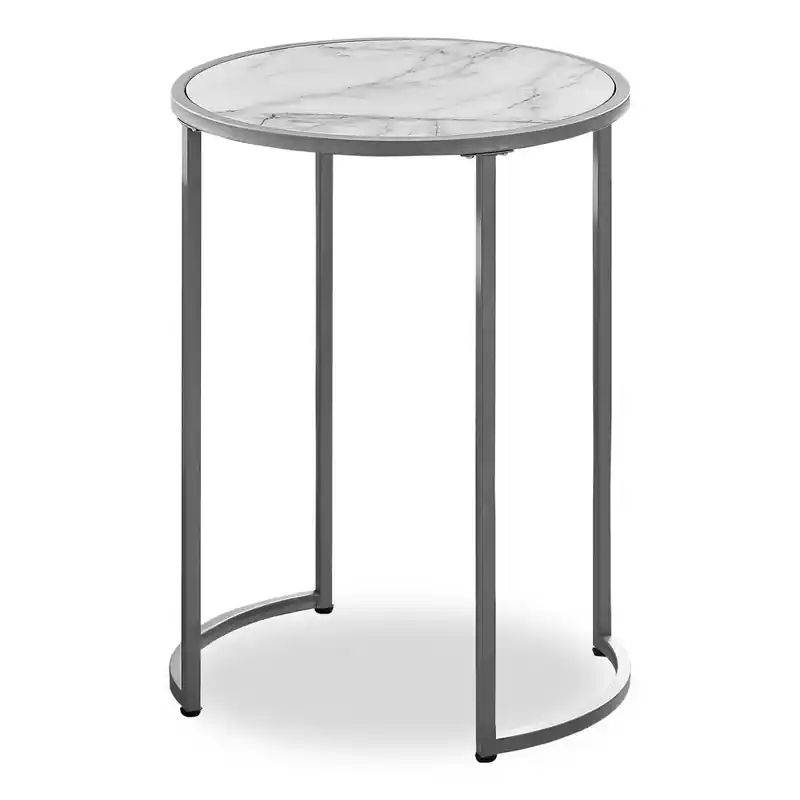 Jacki 18.25 Chairside Table - White Marble-Look