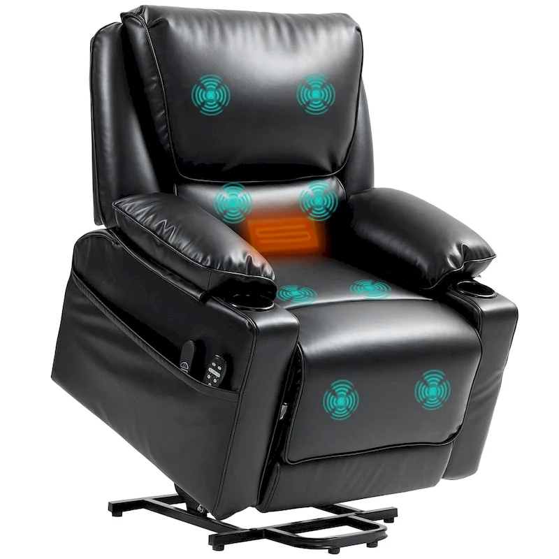 HOMCOM Power Lift Recliner Chair Sofa with Vibration Massage and Heat, Overstuffed Reclining Chair with Remote Control