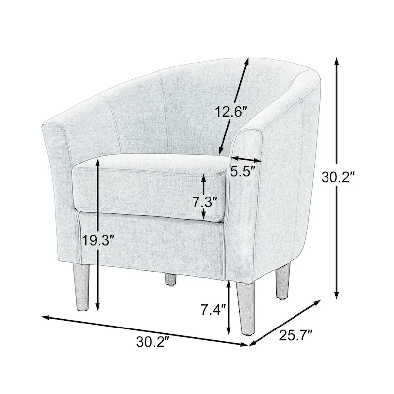 Linen Barrel Accent Chairs - Beige/Blue/Grey/Khaki/Light Grey, Modern Design
