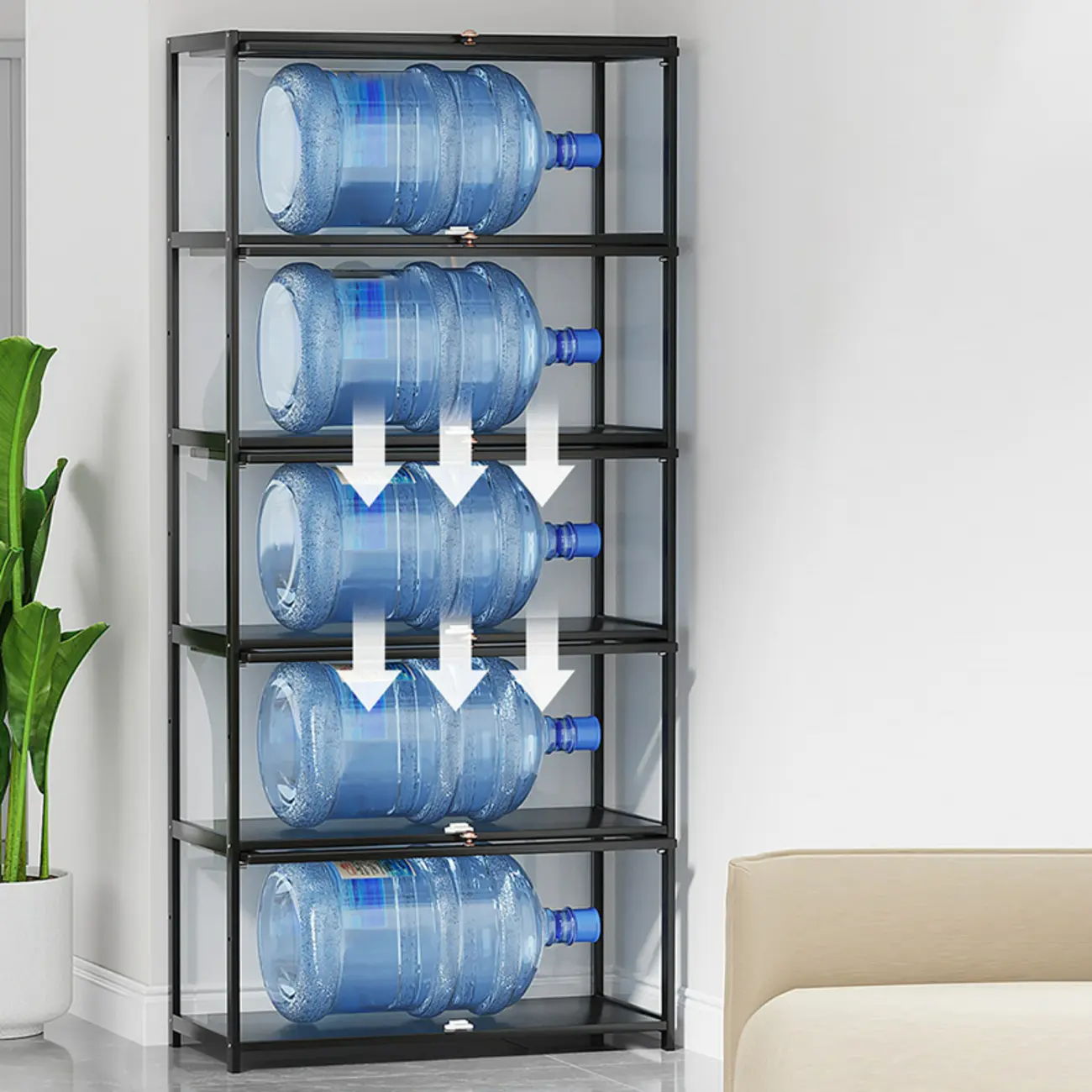 Simple Flip-up Black Clear Glass Cabinet