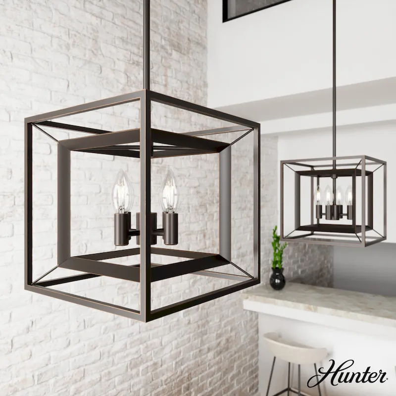 Hunter Doherty Convertible Pendant/ Semi-Flushmount - Kitchen Island, Entry, Dining - Industrial, Contemporary, Transitional