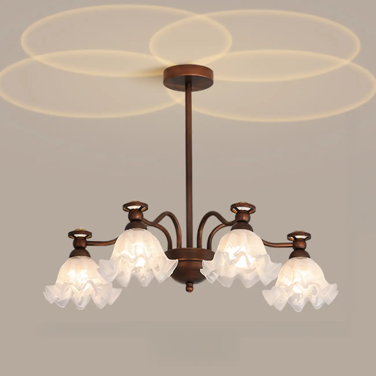 Black Bronze Floral Glass Crystal Chandelier Modern