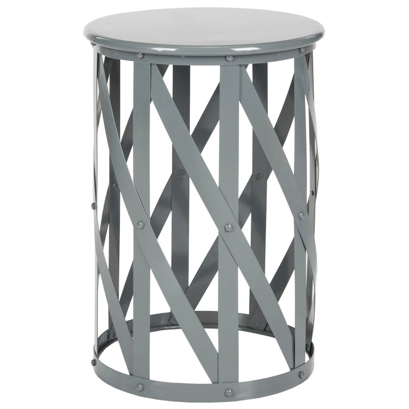 SAFAVIEH Soultana Grey Lattice Iron Stool - 14 x 14 x 20.7 - 14Wx14Dx20H