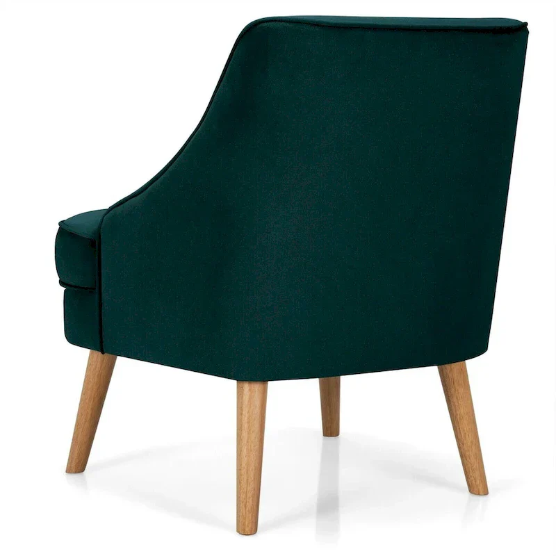 Velvet Upholstered Accent Chair with Rubber Wood Legs - 27 x 25 x 30 (L x W x H)