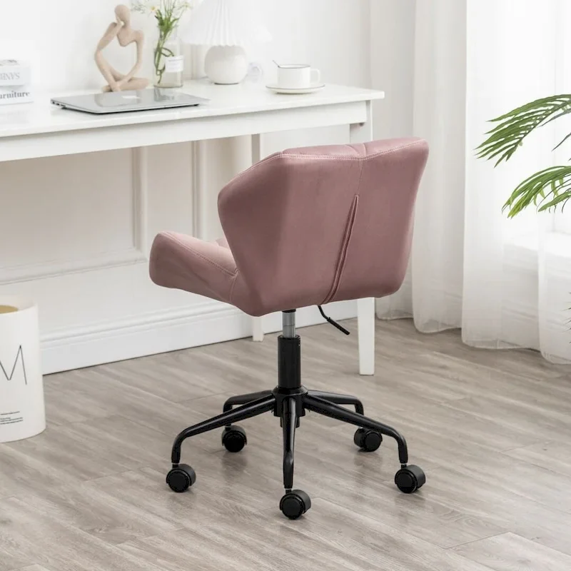 Diamond Tufted Armless Adjustable Swivel Home Office Chair