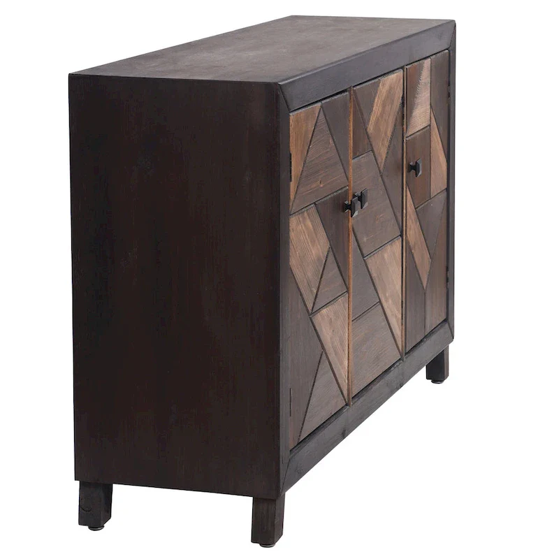 Espresso Chevron 3-Door Credenza