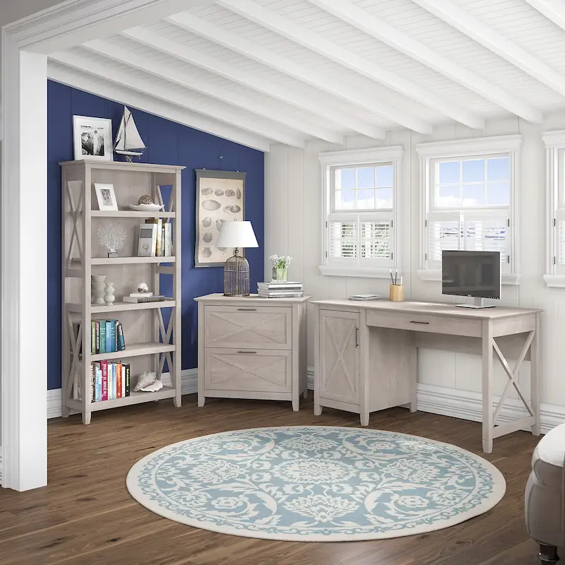 Key West 54W Computer Desk with Cabinet and Bookcase by Bush Furniture