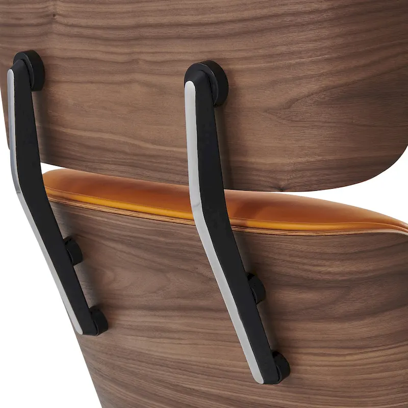 Mid-century Modern Lounger Real Leather Arm Chair and Ottoman Set