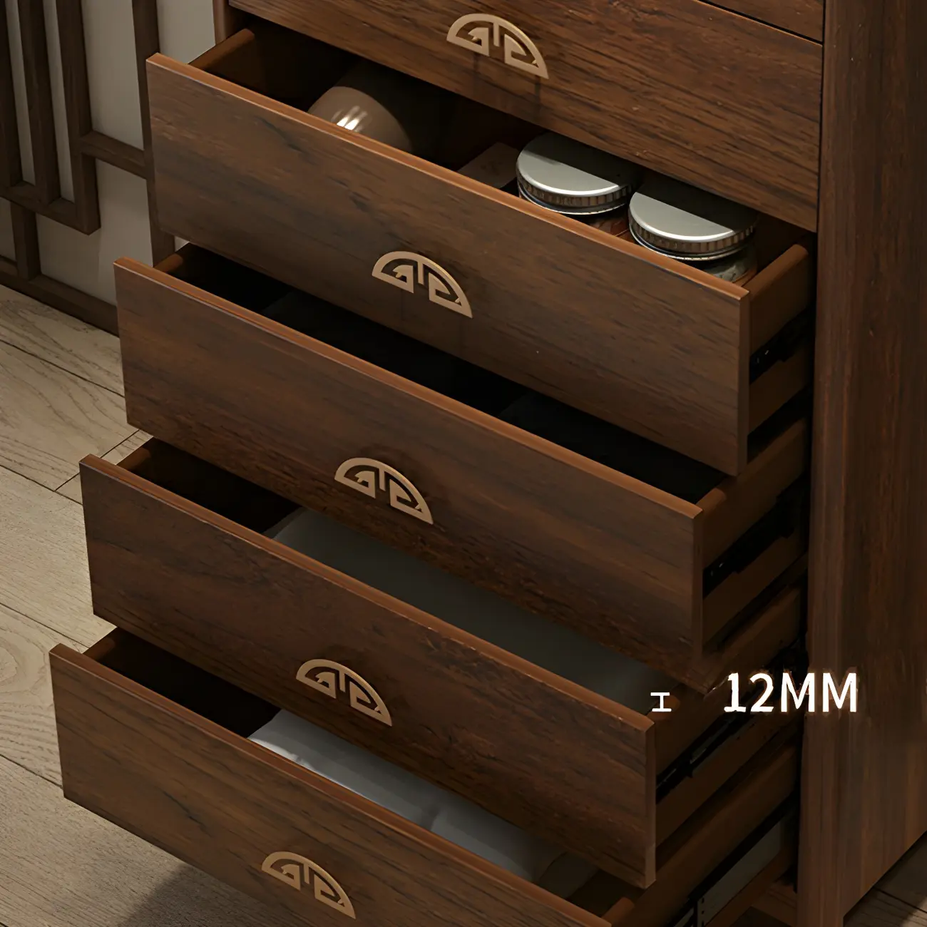Traditional Brown Wooden Double Dresser with Soft Close Drawers