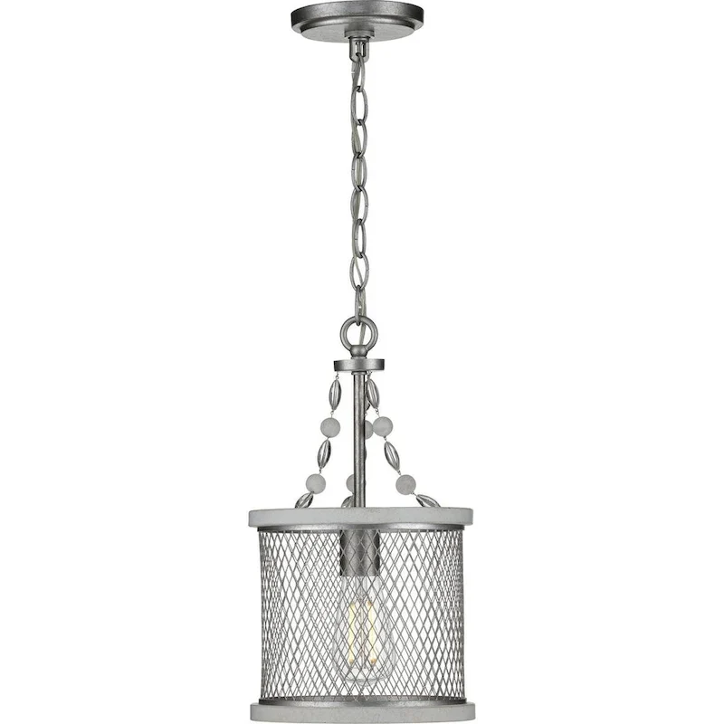 Austelle Collection One-Light Galvanized Finish Farmhouse Pendant Light - 14.570  x 11.420  x 11.420