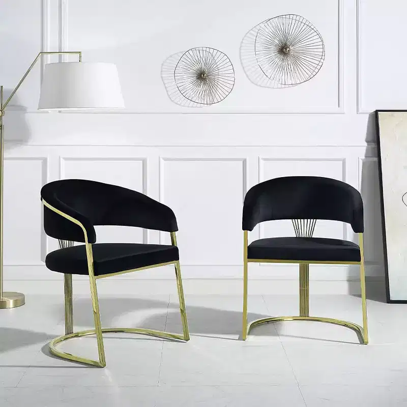 20" Fallon Accent Chair Black Velvet/Mirrored Gold - Acme Furniture: No Assembly, Stainless Steel Frame