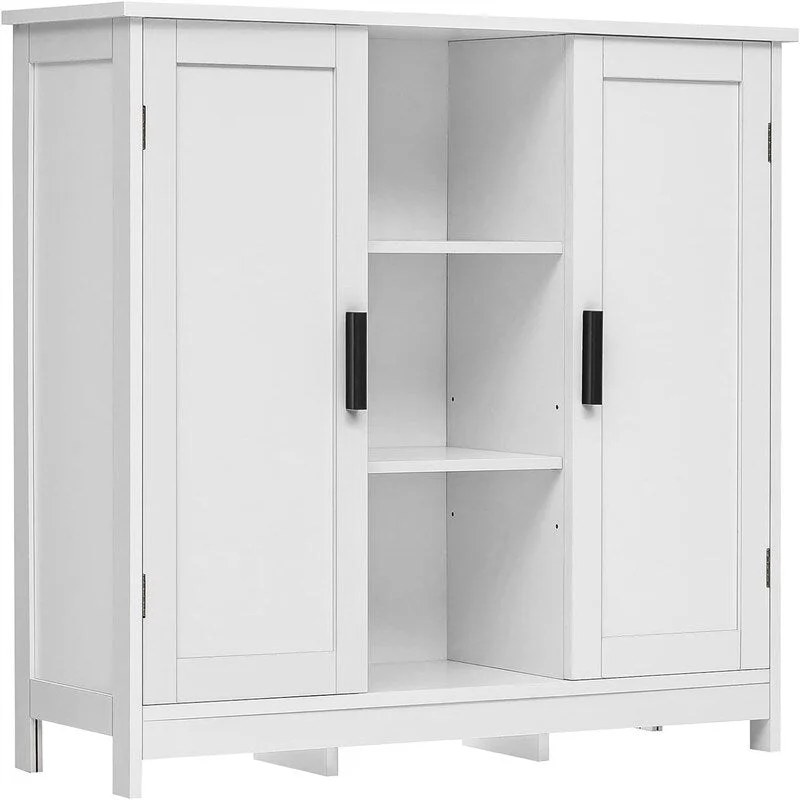 White/Black/Brown/Natural Storage Sideboard Cabinet with 2 Doors & 4 Shelves, Single