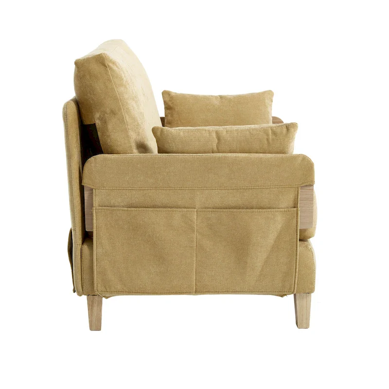 Chenille Upholstered 3-in-1 Convertible Sleeper Foldable Sofa Bed Recliner Chair with 3 Pillows