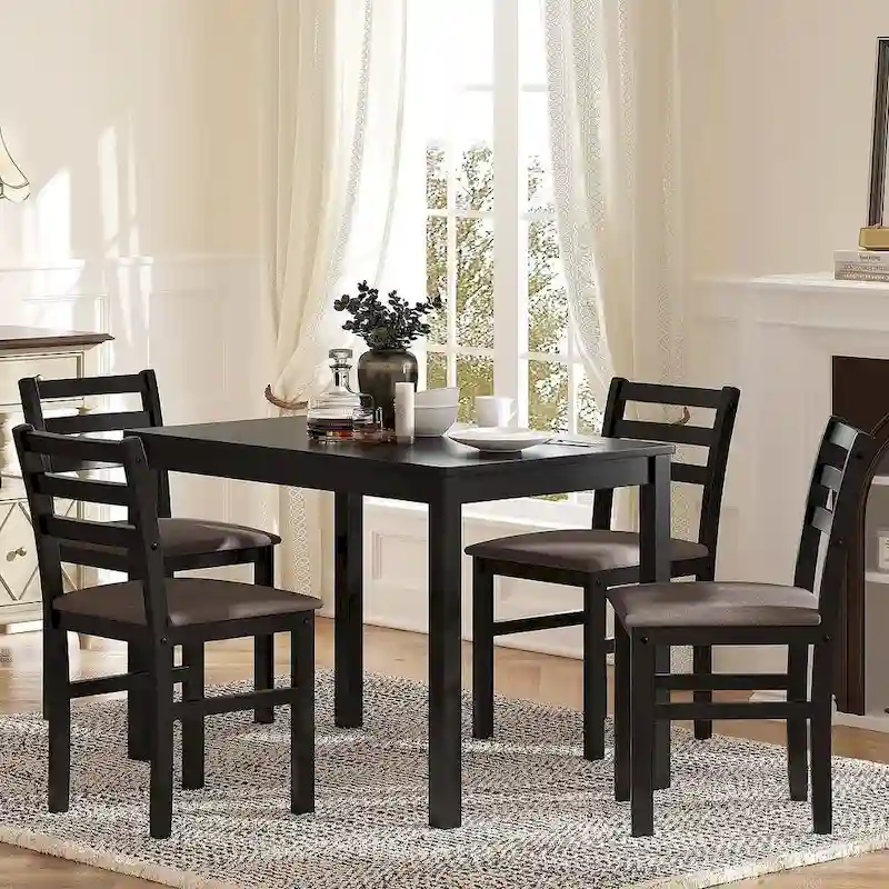 5 PCS Pub Sets Stylish Dining Table Set with 4 Upholstered Chairs