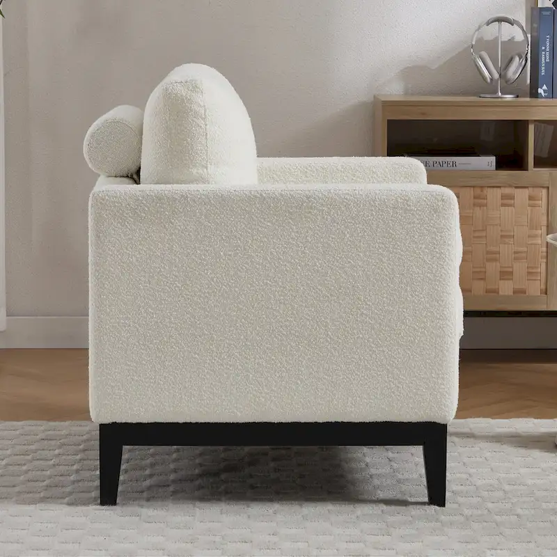 35.4 W Modern Reading Chair,Upholstered Accent Chair with Pillows and Wood Legs