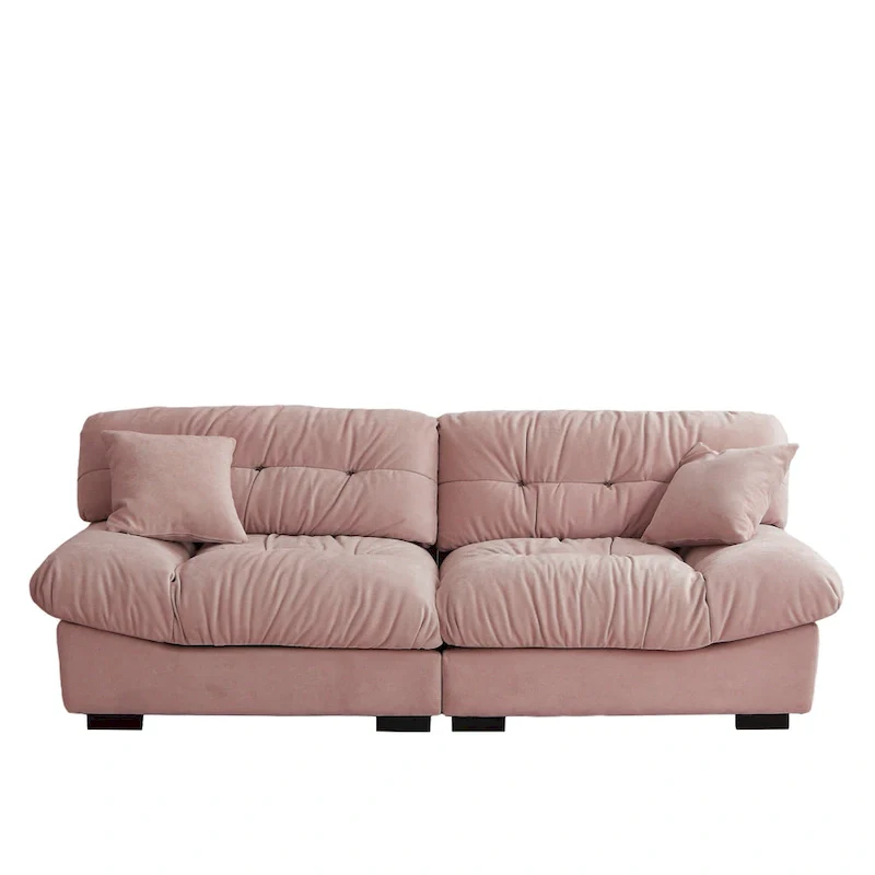 Tufted Sofa - Beige/Grey/Pink, Modern Design, Seats 3
