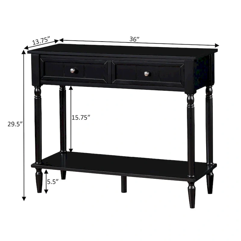 French Country 2 Drawer Hall Table with Shelf