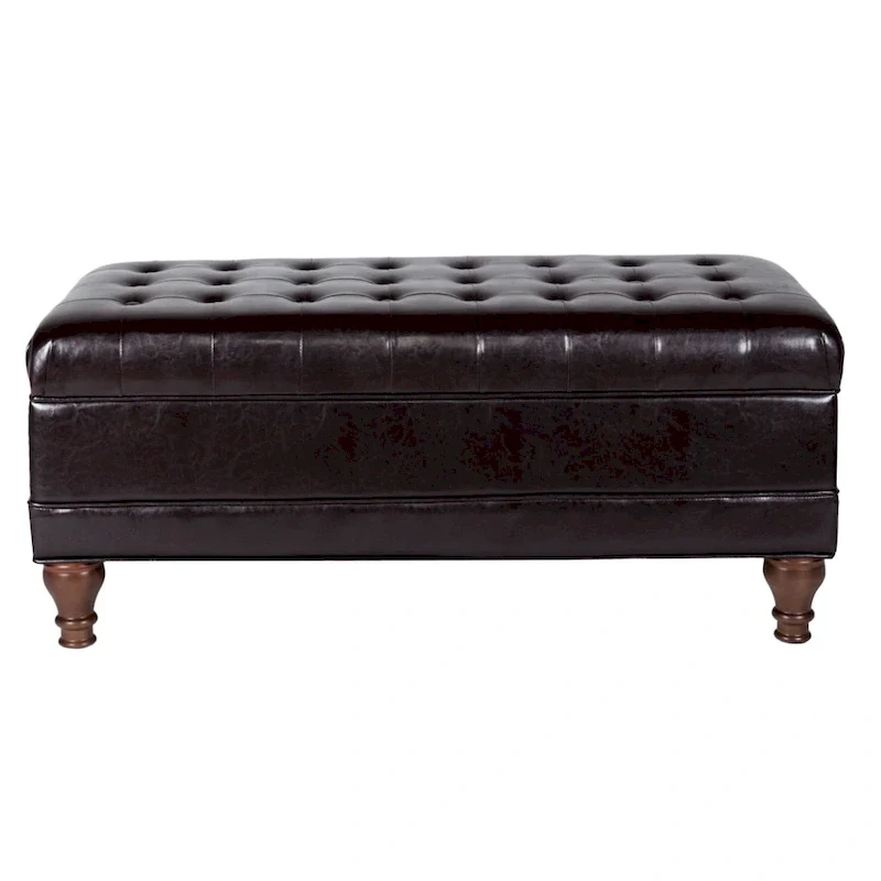 Tufted Espresso Storage Bench