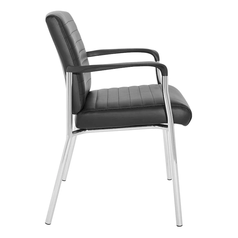 Faux Leather Guest Chair with Chrome Frame – Black / White / Charcoal, Single Seat
