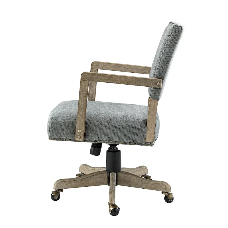 Taresa Modern Mid-Back Swivel Height Adjustable Task Chair with Nailhead Trim by HULALA HOME