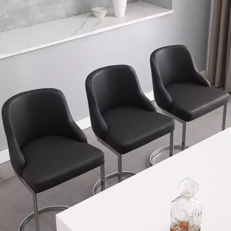 Bekrvio Bar Stools Set of 3, 26 Counter Height with Back - Upholstered PU Leather/Velvet Steel U-Shaped Base for Kitchen Counter Island