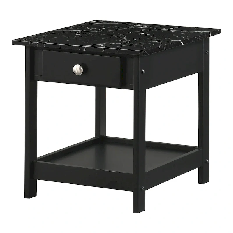 Transitional Rubberwood 3-Piece Coffee Table and End Table Set with Drawer