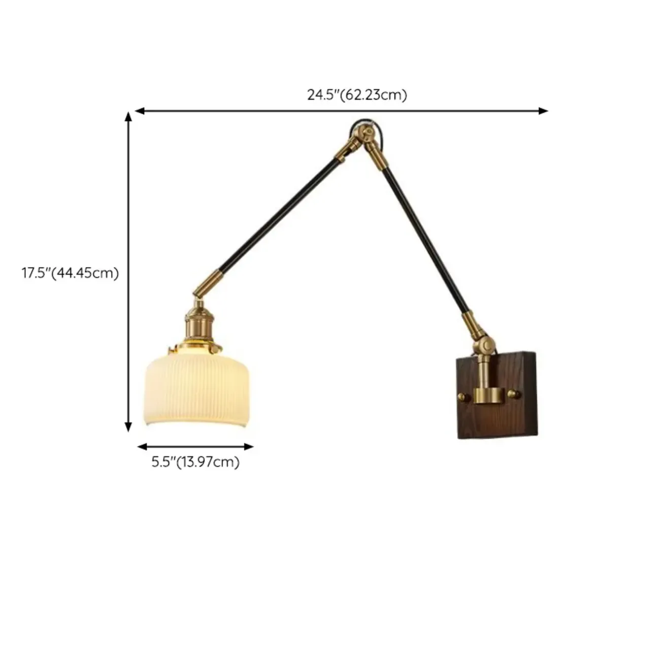 Industrial Amber Swing Arm LED Wall Sconce with Glass Shade