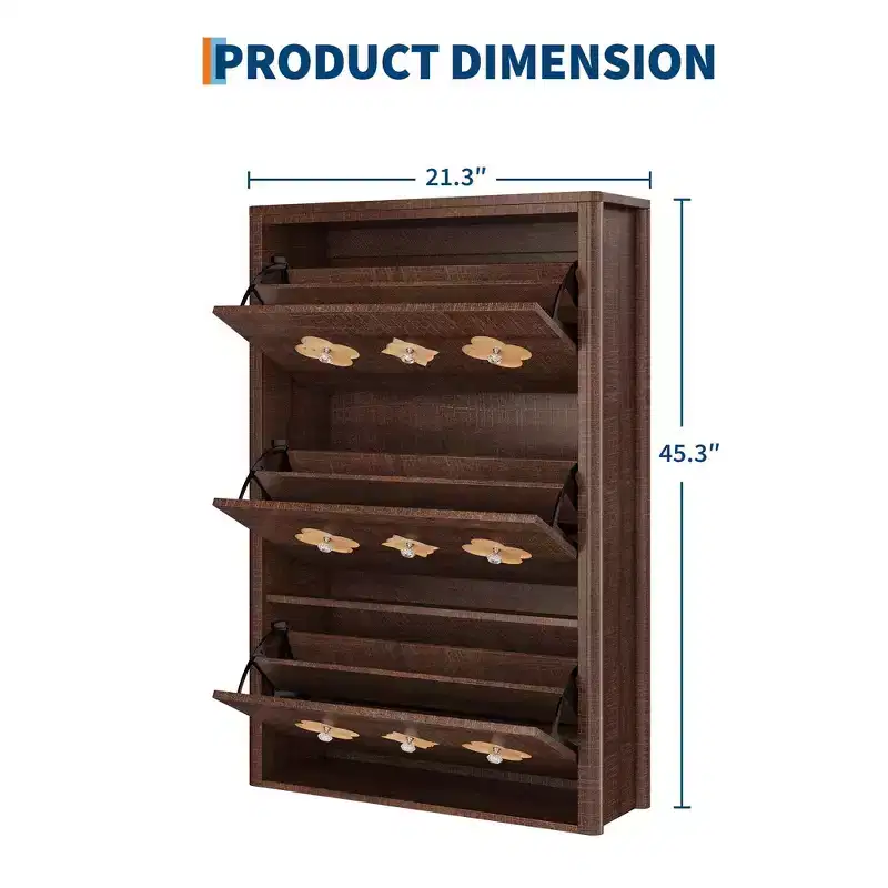 Chest of drawers Shoe Cabinet with 6/4/3 Flip Drawers, Slim Hidden Shoe Storage with Adjustable Shelves & Diamond Handles, Freestanding Entryway