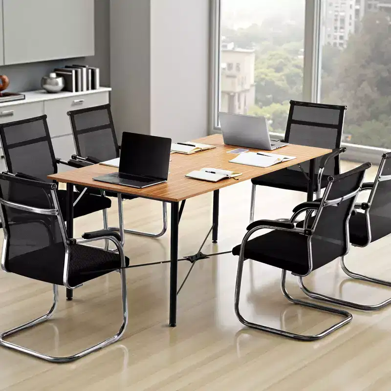 VEVOR Conference Table, 6 ft Office Meeting Table for 6-8 Person, Modern Rectangle Seminar Desk with Metal Legs, Meeting Desk Ideal for Office,Brown