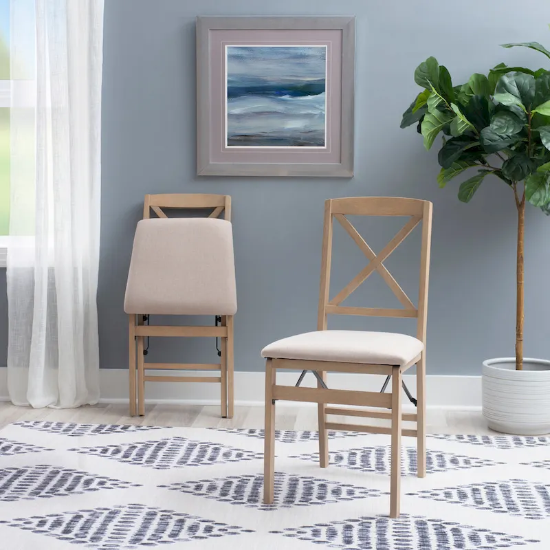 Lesvos X Back Grey Wash Folding Side Dining Chair (Set of 2)