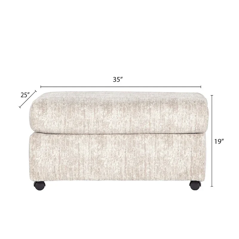 Roundhill Furniture Nason Living Room Ottoman, Parchment