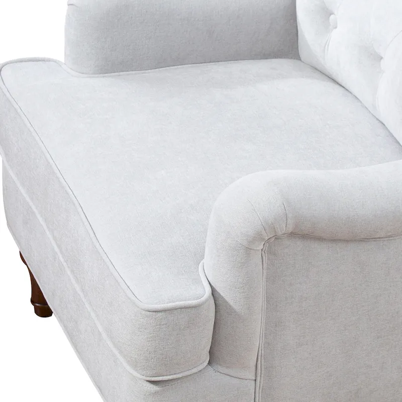 Chenille Fabric Accent Chair with Retro Wooden Legs, High-Density Foam and Spring Cushion, and 300 lbs Weight Capacity