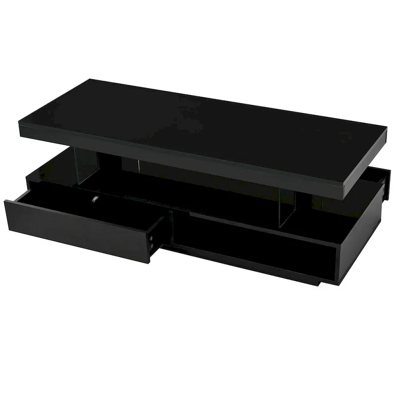 LED Coffee Table with Storage - High Gloss White, Modern Design, Multi-User