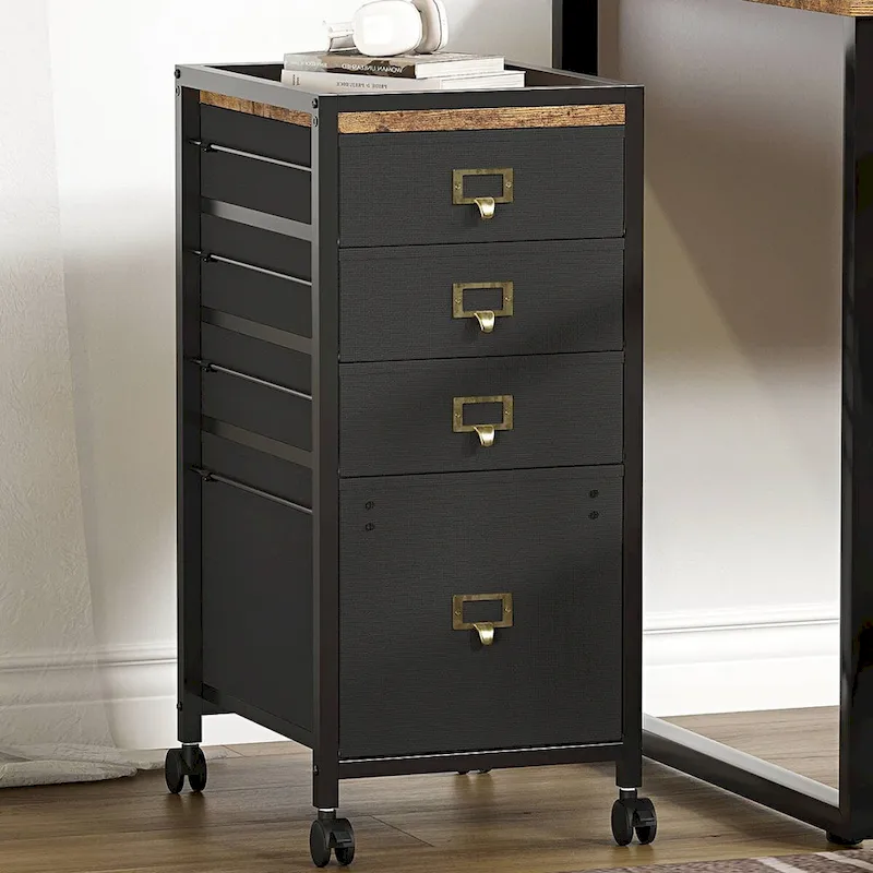 4 Drawer Under Desk Mobile File Cabinet with Wheels