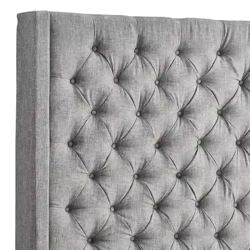 Button-Tufted Wingback Upholstered Headboard – Elegant Bedroom Accent