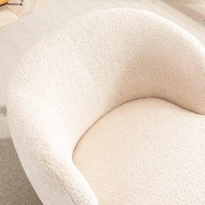 Single Fabric Modern Accent Chair 360 Degree Rotation Swivel Barrel Chairs