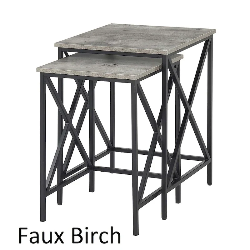 Black Metal X-Frame Nesting End Table - 18.25