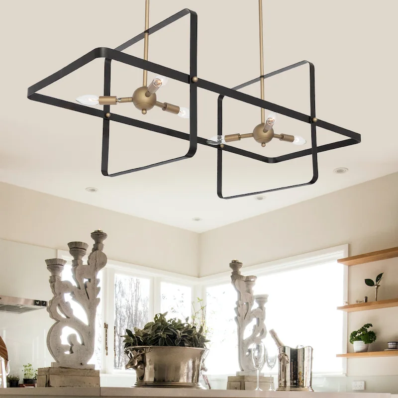Modern 6 - Light Kitchen Island Linear Pendant - 42.13 x16.73 x16.54