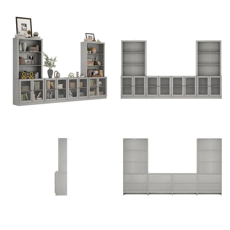 Home Media Center Sleek Design with Ample Shelving and Glass Accents