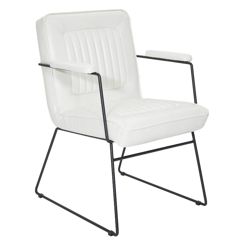 Faux Leather Accent Chair, Sled Base, Single Seat – White / Sand / Navy / Black / Charcoal