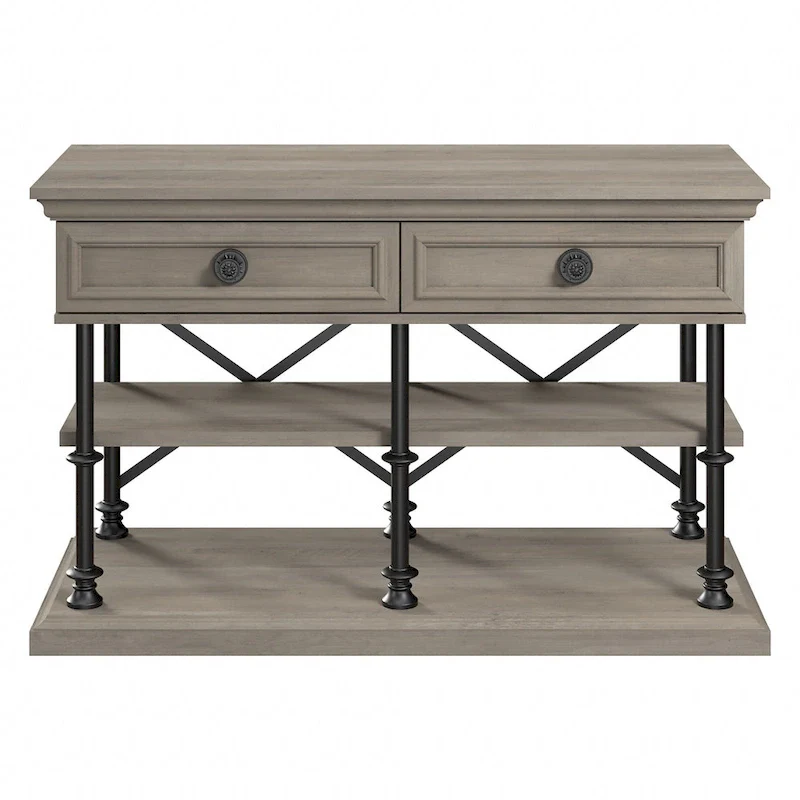 Industrial Console Table with 2 Drawers and Shelves