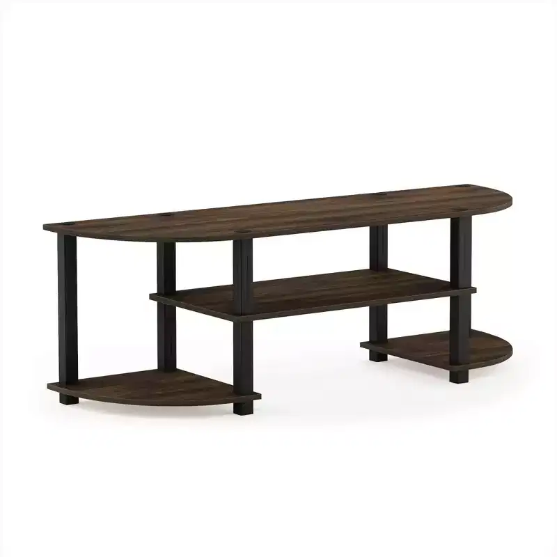 Furinno Wide TV Stand Entertainment Center for TV's up to 55 with Open Bookcases Shelves Columbia Walnut/Black