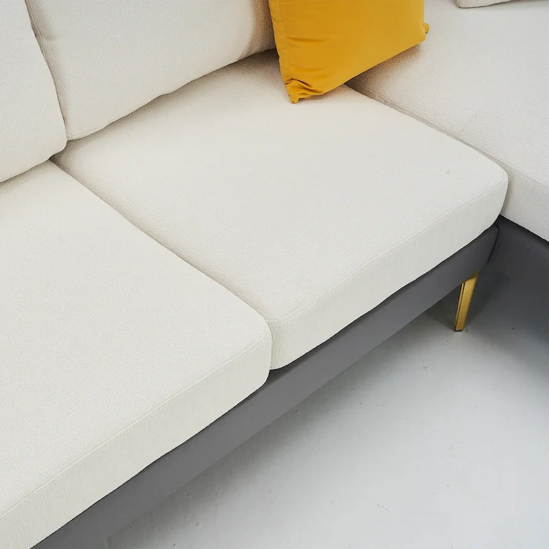 Ouyessir U-Shape Sectional Sofa 4-Seat Couch with Double Chaise Lounge