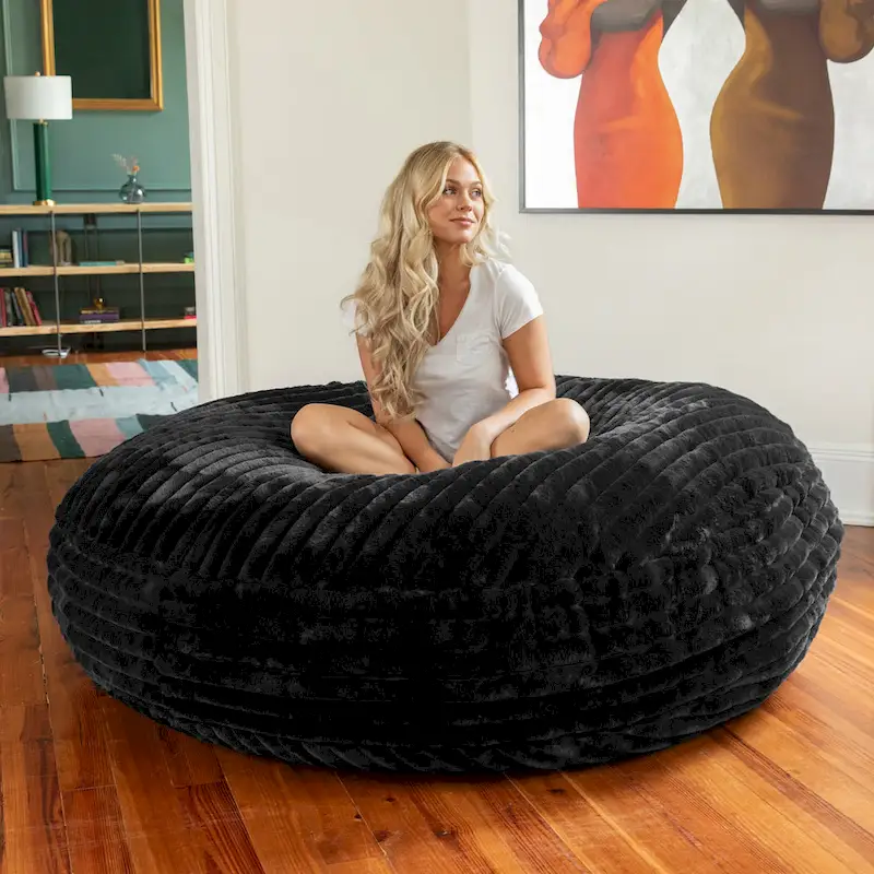 6 Foot Large Bean Bag Chair, Faux Fur